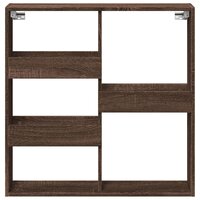 Wandkast 80x15x80 cm bewerkt hout bruin eikenkleur 4