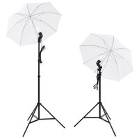 Fotostudioset met lampen, paraplu&amp;apos;s, achtergrond en reflector 2