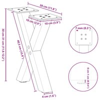 Salontafelpoten 2 st X-vormig 30x(30-31) cm staal zwart 9