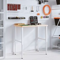 Werkbank rechthoekig 100x60x(73-99,5) cm massief eikenhout 3