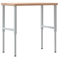 Werkbank rechthoekig 100x60x(73-99,5) cm massief eikenhout 7