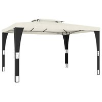 Prieel met dubbel dak 3,98x2,98 m staal cr&egrave;mekleurig 2