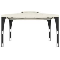 Prieel met dubbel dak 3,98x2,98 m staal cr&egrave;mekleurig 3