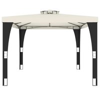 Prieel met dubbel dak 3,98x2,98 m staal cr&egrave;mekleurig 4