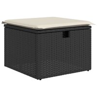 Tuinkruk met kussen 55x55x37 cm poly rattan zwart 2