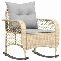 Tuinschommelstoel met kussens poly rattan beige 2