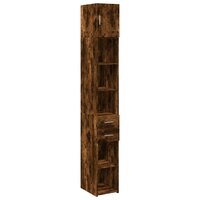 Opbergkast smal 30x42,5x225 cm bewerkt hout gerookt eikenkleur 2