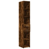 Opbergkast smal 30x42,5x225 cm bewerkt hout gerookt eikenkleur 6