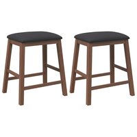 Barstoelen met kussens 2 st massief hout rubber bruin 2