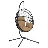 Hangstoel met standaard rattan en staal taupe 2