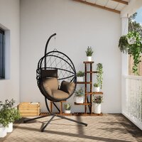 Hangstoel met standaard rattan en staal taupe 3