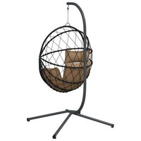 Hangstoel met standaard rattan en staal taupe 6
