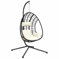 Hangstoel met standaard rattan en staal beige 2
