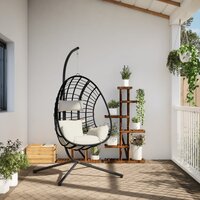 Hangstoel met standaard rattan en staal beige 3