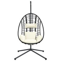 Hangstoel met standaard rattan en staal beige 4