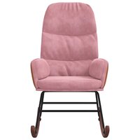 Schommelstoel fluweel roze 3