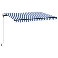 Luifel automatisch met LED en windsensor 450x300 cm blauw wit 2