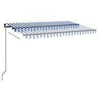 Luifel automatisch met LED en windsensor 450x300 cm blauw wit 3