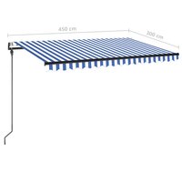 Luifel automatisch met LED en windsensor 450x300 cm blauw wit 9