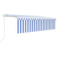 Luifel automatisch rolgordijn LED windsensor 5x3 m blauw en wit  2