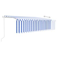 Luifel automatisch rolgordijn LED windsensor 5x3 m blauw en wit  4