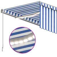 Luifel met rolgordijn, LED en windsensor 4,5x3 m blauw en wit 5