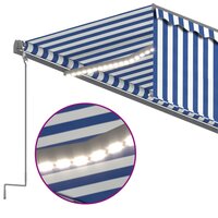 Luifel automatisch rolgordijn LED windsensor 5x3 m blauw en wit 5