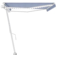 Luifel automatisch met LED en windsensor 500x300 cm blauw wit 5