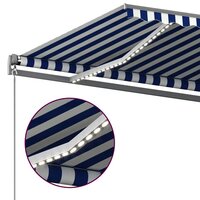 Luifel automatisch met LED en windsensor 400x300cm blauw en wit 6