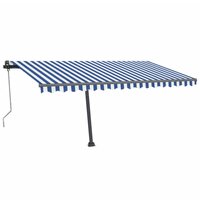 Luifel automatisch met LED en windsensor 450x300 cm blauw wit 2