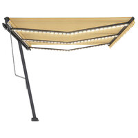 Luifel automatisch met LED en windsensor 600x300 cm geel en wit 4