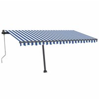 Luifel automatisch met LED en windsensor 450x350 cm blauw wit 2