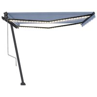 Luifel automatisch met LED en windsensor 450x350 cm blauw wit 4