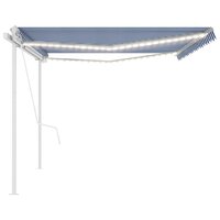 Luifel automatisch met LED en windsensor 5x3 m blauw en wit 4