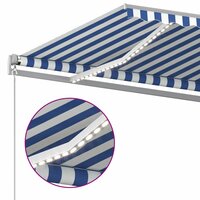 Luifel automatisch met LED en windsensor 5x3 m blauw en wit 6