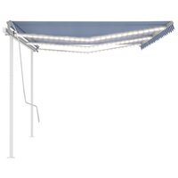 Luifel automatisch met LED en windsensor 6x3 m blauw en wit 5