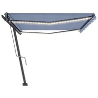 Luifel automatisch met LED en windsensor 500x300 cm blauw wit 4
