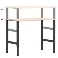 Werkbank rechthoekig 100x60x(71,5-98) cm massief eikenhout 9