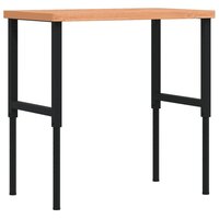 Werkbank rechthoekig 100x60x(73-99,5) cm massief beukenhout 2