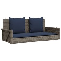 Schommelbank met kussens 119x56x48 cm poly rattan grijs 2