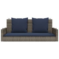 Schommelbank met kussens 119x56x48 cm poly rattan grijs 4