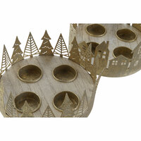 Kaarshouder DKD Home Decor Gouden Natuurlijk Metaal 16,5 x 16,5 x 8,5 cm (2 Stuks) 3