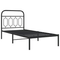 Bedframe met hoofdbord metaal zwart 90x190 cm 3