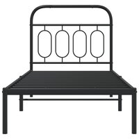 Bedframe met hoofdbord metaal zwart 90x190 cm 4