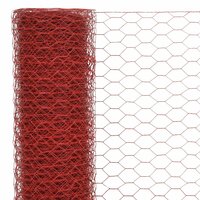Kippengaas 25x0,75 m staal met PVC coating rood 3