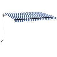 Luifel automatisch met LED en windsensor 450x350 cm blauw wit 2