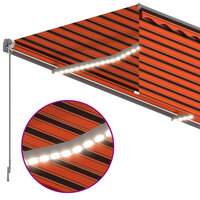 Luifel met rolgordijn, LED en windsensor 4x3 m oranje en bruin   5