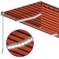 Luifel met rolgordijn, LED en windsensor 4,5x3 m oranje bruin 5