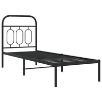 Bedframe met hoofdbord metaal zwart 75x190 cm 3