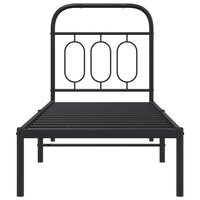 Bedframe met hoofdbord metaal zwart 75x190 cm 4